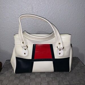 Stylish Vintage White and Red Handbag